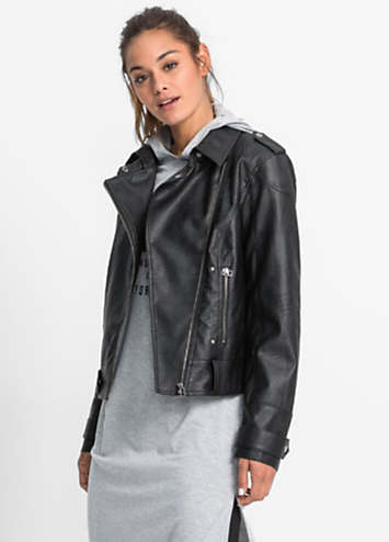 Faux Leather Biker Jacket By Bonprix Look Again