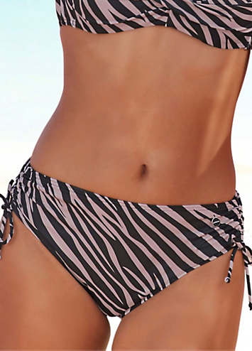 Zebra Print Side Tie Detail Bikini Bottoms By Lascana Look Again