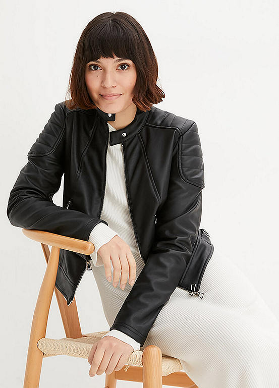 Cropped Pleather Biker Jacket By Bonprix Look Again