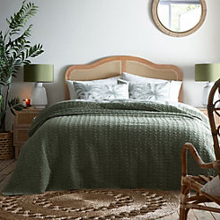 100% Cotton Quilted Olive Leaf Bedspread by Freemans Home