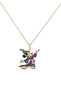 100 Mickey Mouse 18 Carat Yellow Gold Plated Pendant with Ruby & Cubic Zirconia Stones by Disney