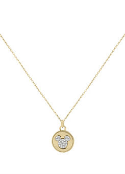 100 Mickey Mouse Silver 18ct Yellow Gold Plated Double-sided Pendant with Cubic Zirconia Stones by Disney
