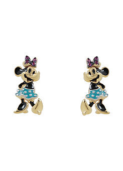 100 Minnie Mouse 18ct Yellow Gold Plated Studs with Ruby CZ Stones by Disney