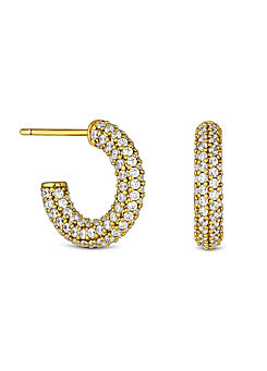14K Gold Plated Recycled Cubic Zirconia Hoop Earrings  by Inicio
