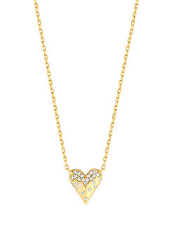 14K Real Gold Plated Recycled Cubic Zirconia Heart Pendant Necklace  by Inicio