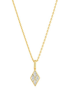 14K Real Gold Plated Recycled Diamond Shape Cubic Zirconia Pendant Necklace  by Inicio