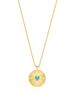 14K Real Gold Plated Recycled Turquoise Heart Pendant Necklace  by Inicio