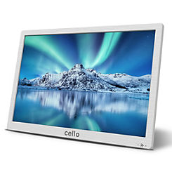 14in Portable TV with mains or rechargeable battery power - White by Cello