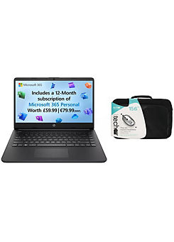 14s - 14 Inch Laptop - Intel® Celeron®, 128 GB eMMC, Black - Office 365 Pre Installed - Case Bundle by HP