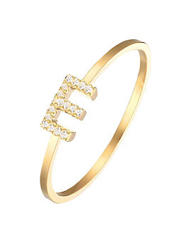 18Ct Gold Plated Sparkling Vertical Cubic Zirconia Letter Ring  by For You Collection