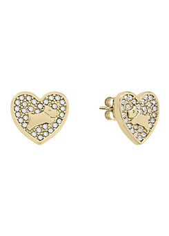 18ct Gold Plated Pavé Stone Heart Earrings by Radley London