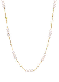 18ct Gold Plated Sterling Silver Multi Pearl & Cubic Zirconia Bezel Necklace by For You Collection
