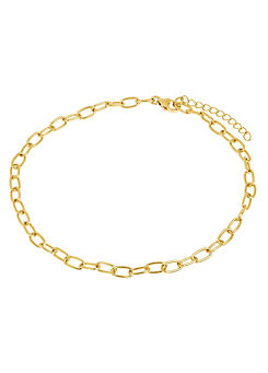 18ct Gold Plated Sterling Silver Oval Link Anklet by Emily & Ophelia
