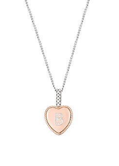 18ct Rose Gold Plated Sterling Silver Personalised CZ Heart Adjustable Pendant Necklace by For You Collection