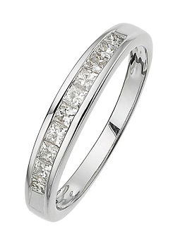 18ct White Gold 0.50ct Princess Cut Channel Set Diamond Eternity Ring by Natural Diamonds