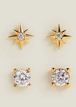2 Pack 14 Ct Gold-Plated Sparkle Studs by Accessorize