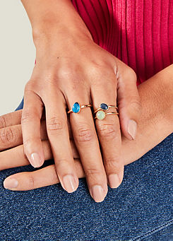 3-Pack Gem Stone Rings by Accessorize