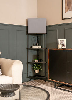 3 Shelf Corner Floor Lamp with Grey Shade by ValueLights