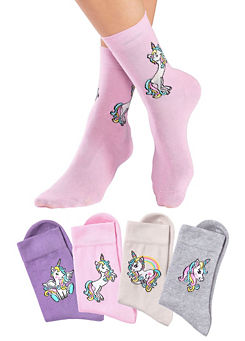 4 Pairs of Unicorn Socks by H.I.S