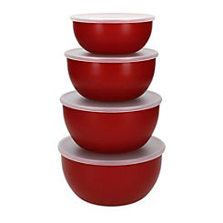 4 Piece Empire Red Prep Bowls with Lids by KitchenAid