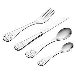 4 Piece Stainless Steel Kids Bear Themed Cutlery Set by Viners