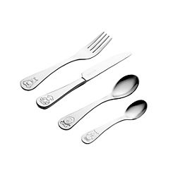 4 Piece Stainless Steel Kids Jungle Themed Cutlery Set by Viners