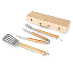4 Piece Wooden BBQ Tools Set by Tower
