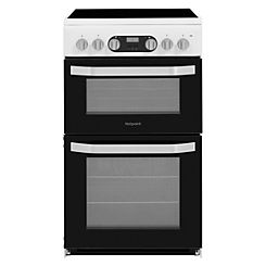 50cm Double Oven Electric Cooker HD5V93CCW - White by Hotpoint