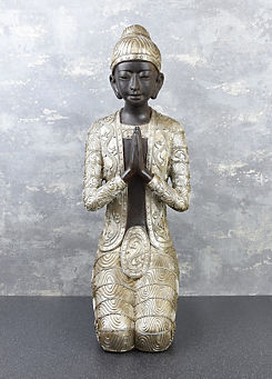 58cm Resin Praying Buddha Satue Sculpture by Candlelight