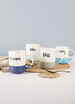 6 Piece Glazed Slogan Mugs by Waterside