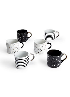 6 Piece Stripe & Spots Mugs by Waterside