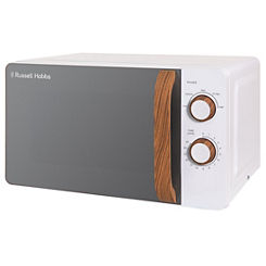 700W 17L Scandi Compact Manual Microwave with Wooden Effect Handle RHMM713 - White by Russell Hobbs