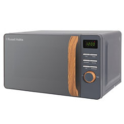 700W 17L Scandi Digital Microwave with Wooden Effect Handle RHMD714G - Grey by Russell Hobbs