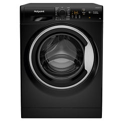 8KG 1400 Spin Washing Machine NSWM843CBSUKN - Black by Hotpoint