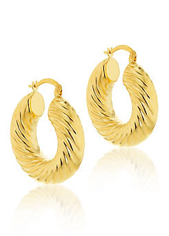 9CT Yellow Gold Thick Twist Hoop Earrings by Tuscany Gold