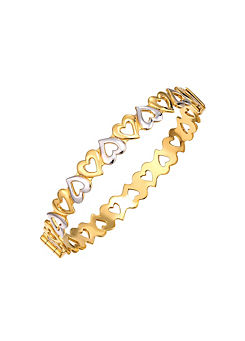 9Ct Rolled Gold Two-Tone Reverse Heart Bangle by For You Collection