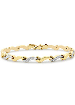9ct 2 Colour Gold Diamond Cut Wave Link Bracelet by Tuscany Gold