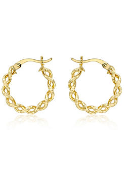 9ct Gold Diamond Cut Twist Creole Hoop Earrings by Tuscany Gold