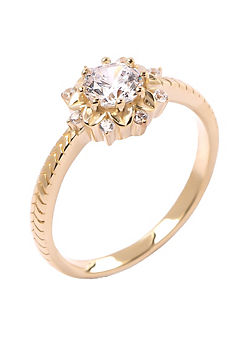 9ct Gold Flower Cubic Zirconia Ring by For You Collection