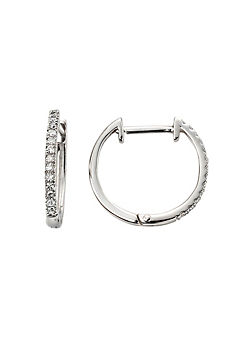 9ct Gold Huggie Hoop Earrings with Pave Diamonds by Elements Gold