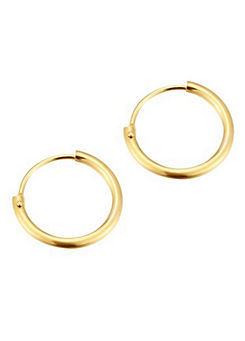 9ct Solid Gold 13mm Hinged Tube Hoop Earrings by For You Collection