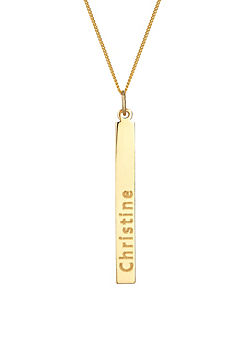 9ct Solid Gold Personalised Adjustable Bar Pendant Necklace by For You Collection