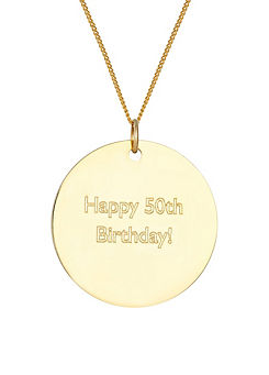 9ct Solid Gold Personalised Adjustable Disc Pendant Necklace by For You Collection