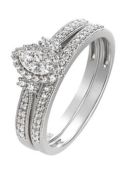 9ct White Gold 0.33ct Diamond Ring Bridal Set by Natural Diamonds
