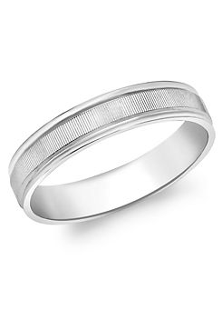 9ct White Gold Diamond Cut Ribbed-Centre Band Ring by Tuscany Gold