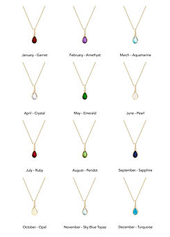 9ct Yellow Gold Birthstone Pendant Necklace by For You Collection