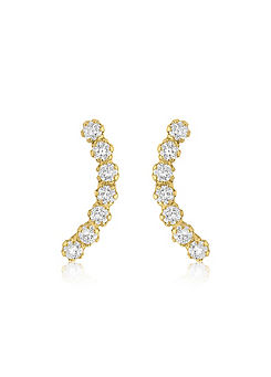 9ct Yellow Gold Cubic Zirconia Curve Stud Earrings by Tuscany Gold