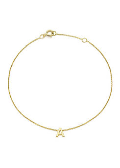 9ct Yellow Gold Initial Adjustable Bracelet 4mm x 4.5mm by Tuscany Gold
