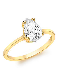 9ct Yellow Gold Pear Cut Cubic Zirconia Ring by Tuscany Gold