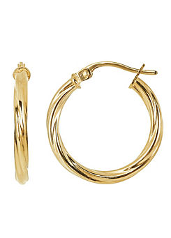 9ct Yellow Gold Swirl Creole Hoop Earrings by Gorgeous Gold